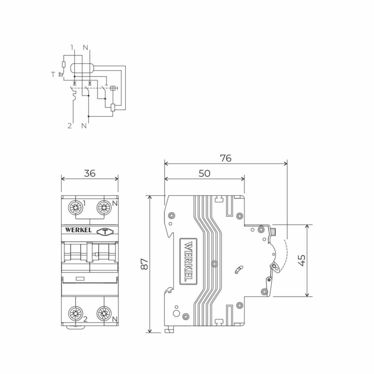Дифференциальный автомат Werkel 1P+N 32A 30mА 6kА АC W922P326 4690389193262