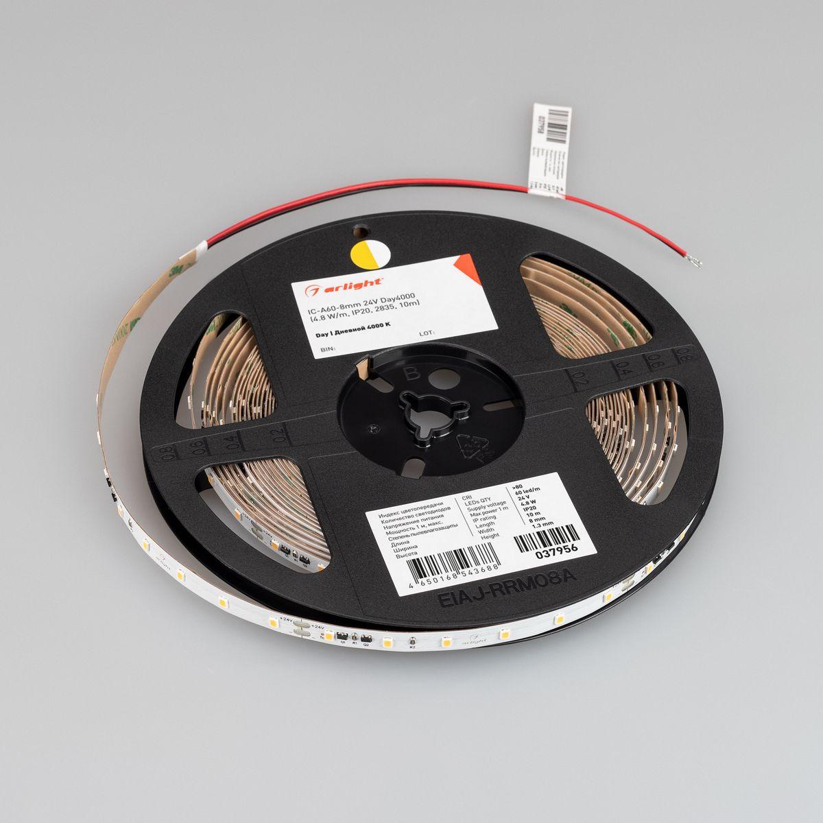 Светодиодная лента Arlight 4,8W/m 60LED/m 2835SMD дневной белый 10M IC-A60-8mm 24V Day4000 037956