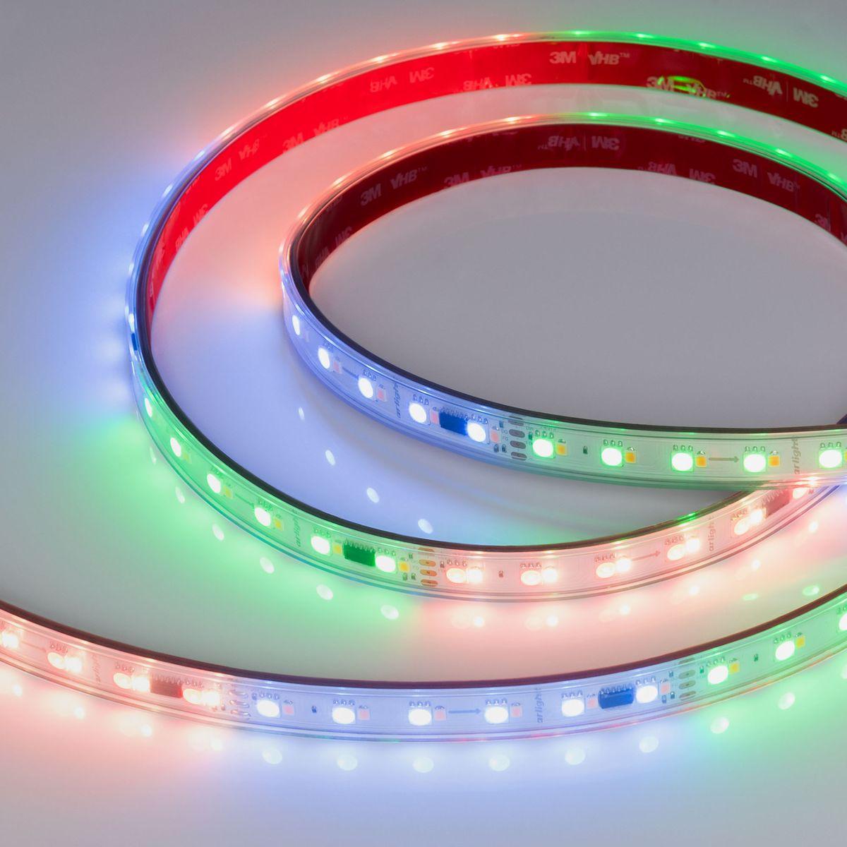 Светодиодная влагозащищенная лента Arlight Бегущий огонь 6W/m 60Led/m 2835SMD разноцветный/дневной 5M SPI-P-BA120-14mm 24V RGBW-Day-PX6-BPT 040623