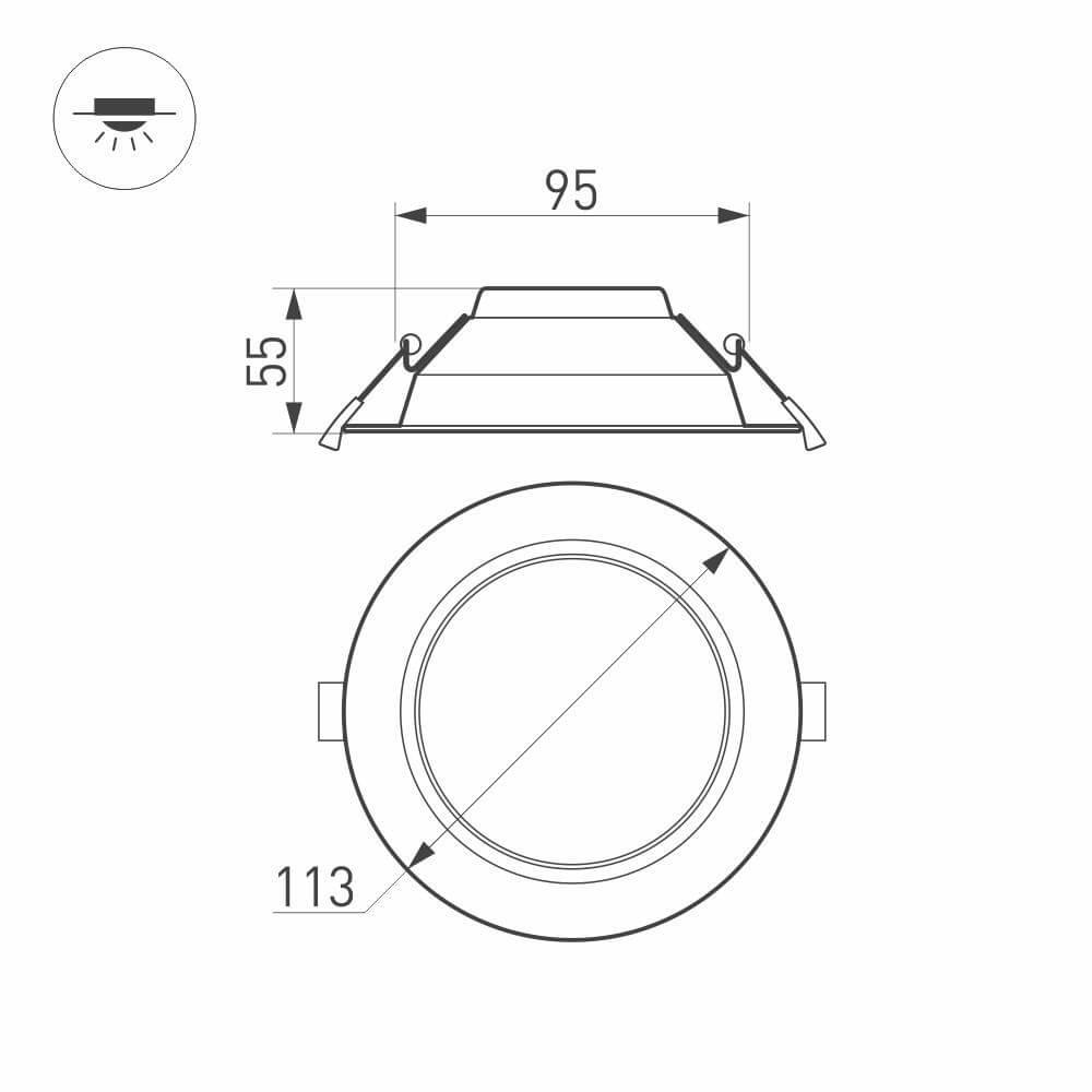 Встраиваемый светодиодный светильник Arlight IM-Cyclone-R115-10W White6000 023196(2)