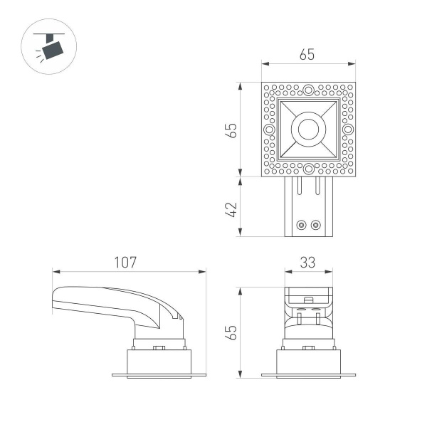 Встраиваемый светодиодный светильник Arlight MS-Rialto-Trimless-S40x40-9W Warm3000 048325