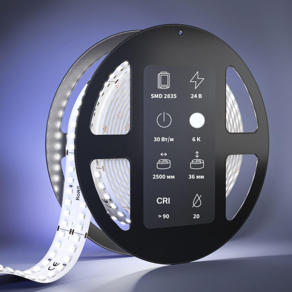 Светодиодная лента Maytoni 30W/m 280LED/m 2835SMD холодный белый 2,5M 201119